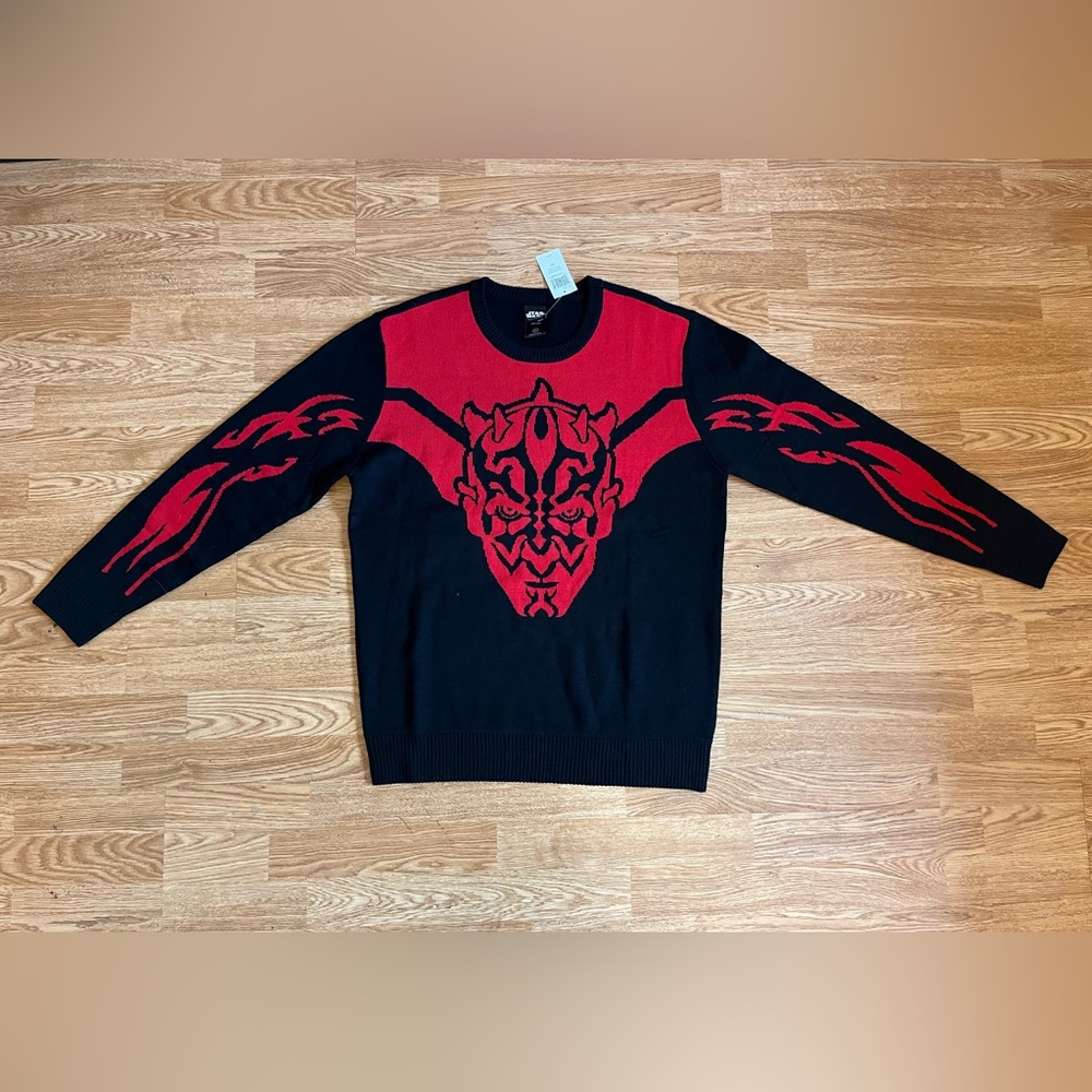 NWT Hot Topic Our Universe Star Wars Darth Maul Red Black Sweater Medium